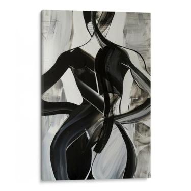 Imagem de Quadro Abstrato Preto e Branco - Dança das Silhuetas Fluídas - Mioquad