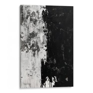 Imagem de Quadro Abstrato Preto e Branco - Dualidade das Texturas Contrastantes 