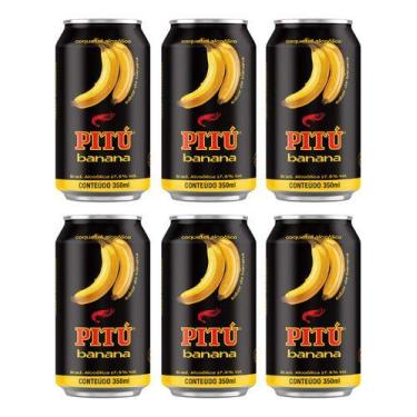 Imagem de Aguardente Pitú Banana Lata 350ml - 6 Unidades