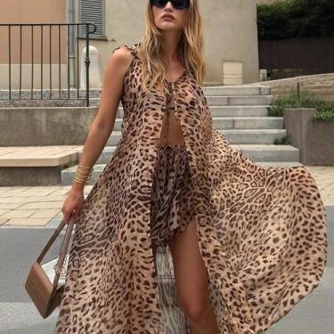 Imagem de Conjunto Feminino De Verão 2025: Vestido Halter De Chiffon Estampado E