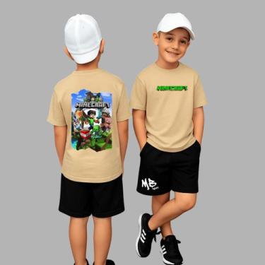 Imagem de Conjunto Camiseta Oversized E Bermuda Infantil Minicraft, Bege, 14