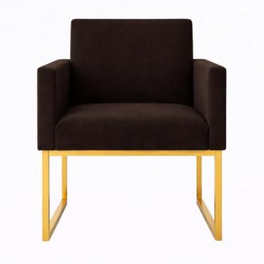 Imagem de 1 Poltrona para Recepção Lina com Base de Ferro Dourado Resistente - M