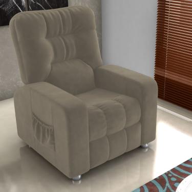 Imagem de Poltrona Reclinável Hull Veludo Encosto Fibra Siliconada Cappuccino CasaH