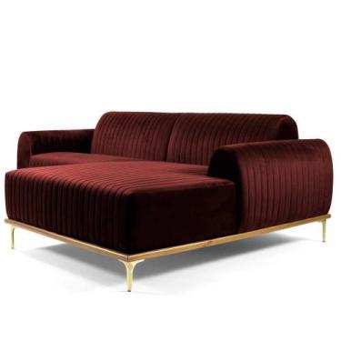Imagem de Sofá 3 Lugares com Chaise Esquerdo Base de Madeira Euro 245 cm Veludo 