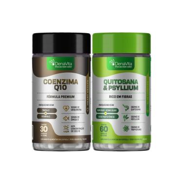 Imagem de Kit NutriBalance, Coenzima Q10, Ômega 3, Vitamina E e Quitosana e Psyllium, Denavita-Un...