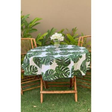 Imagem de Toalha de Mesa Redonda 1,50m Folhagem Tropical Sofisticada - Congratul