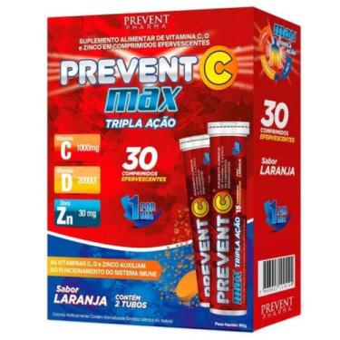 Imagem de Prevent C Max Tripla Ação Vitamina C D E Zinco 30 Cp Efervescente Prev