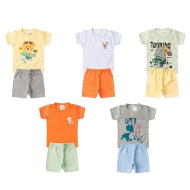 Imagem de kit 8 peças de roupas são 4 conjuntos masculino infantil bebê nenem me