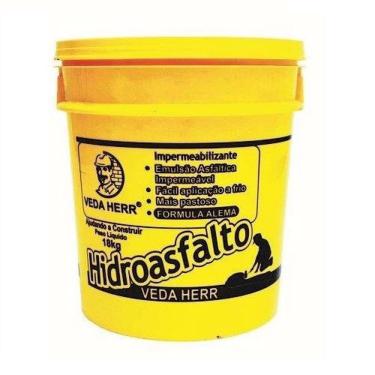 Imagem de Hidroasfalto para Impermeabilização Hidroasfalto 18 kg para Alicerces Muros Fundações Alto Rendimento HERR