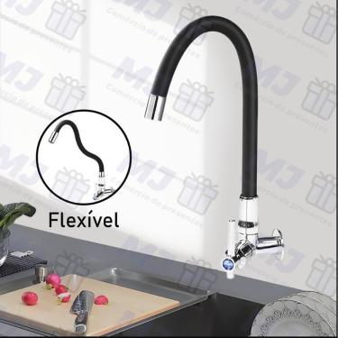 Imagem de Torneira Gourmet Flexível para Cozinha Chuveirinho Duplo Jato 1-2 Volta Parede Metal In...
