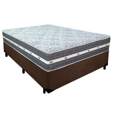 Imagem de Cama Box Casal Suede + Colchão Anjos Black Graphite Molas Ensacadas 138cm Suporta Até 1...
