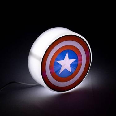 Imagem de Mini Luminária LED Redonda Capitão América Usb Decorativa com Luz Difusa Azul Marvel