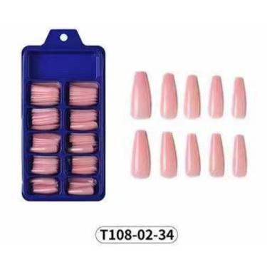 Imagem de Kit Unhas Postiças Bailarina para Alongamento Acrigel Gel Porcelana Acrílica Rosa 100 Unidades OEM