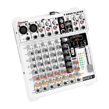 Imagem de Mesa de Som Automotiva T0602 Player 6 Canais 12V com Bluetooth USB Rádio FM Echo FX e C...