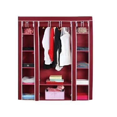 Imagem de Guarda Roupa Portátil Solteiro e Closet Prateleiras Cabideiro Dobrável sem Portas sem G...