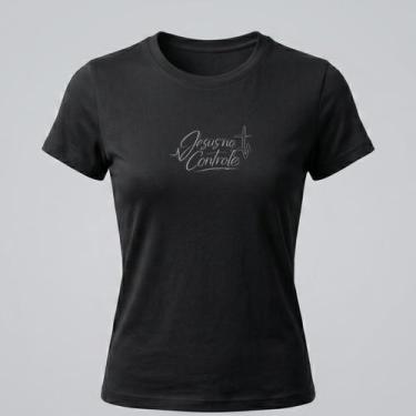 Imagem de Camiseta Babylook Feminina Estampa em DTF Jesus No Controle EI-2627 - 