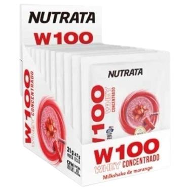 Imagem de W100 Whey Concentrado - 12 Sachês 30g Morango - Nutrata-Unissex