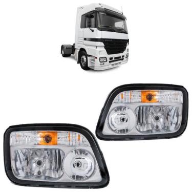 Imagem de Farol Dianteiro Caminhão Actros 2003 2004 2005 2006 2007 Máscara Croma