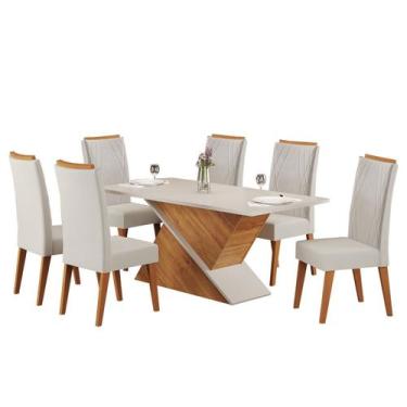 Imagem de Mesa de Jantar Retangular BMW com 6 Cadeiras Madeira Maciça Vegas - Vi
