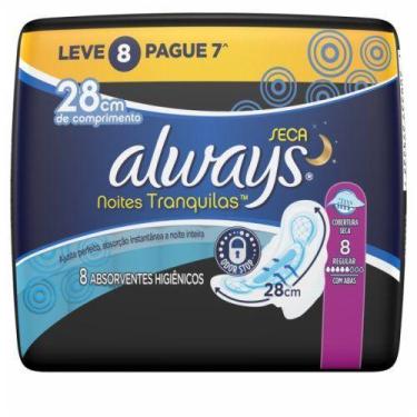 Imagem de Absorvente Always Noturno Seca 28cm com Abas - Pacote com 8 Unidades -