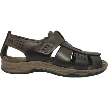 Imagem de Sandália Masculina Fechada Casual em Couro Dia a Dia Amortech Ultra Co