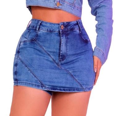 Imagem de Saia shorts femininas jeans - Deboche Jeans, 38, Azul
