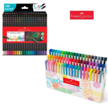 Imagem de Lápis De Cor Supersoft 100 Cores + Fine Pen 60 FABER CASTELL - Faber-C