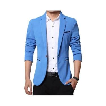 Imagem de Blazer Slim Fit Masculino plus Size, Jaqueta De Terno Em Preto, Azul E