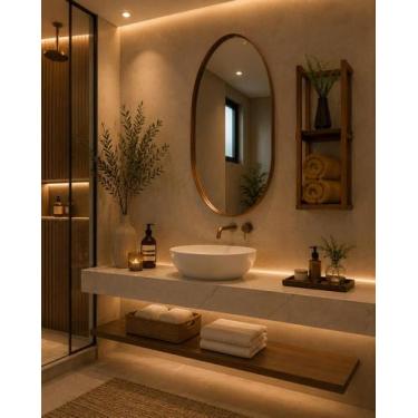 Imagem de Espelho luxo oval decorativo 115x60cm banheiro sala quarto hall moldur