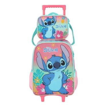 Imagem de Kit Mochila de Rodinha e Lancheira Stitch e Angel Luxcel -, Rosa