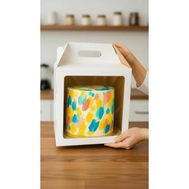 Imagem de Caixa Bolo Alto Visor 26x26x26cm Papel Resistente 5un - Congratulation