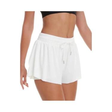 Imagem de Shorts Esportivos Femininos Respiráveis Com Cintura Elástica E Bolso L