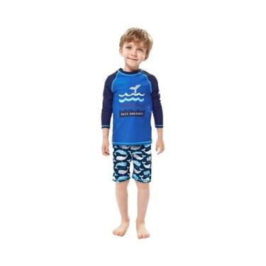 Imagem de Maiô Infantil Com Estampa De Tubarão, Roupa De Banho De 2 Peças Para M