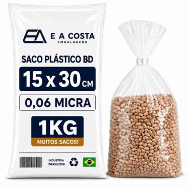 Imagem de 5 KG SACO PLÁSTICO BD 15x30 ESPESSURA 0,06 TRANSPARENTE - E A COSTA EM