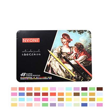 Imagem de lápis de cor solúvel em água 48 cores, adequado para estudantes e artistas de arte