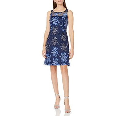 Imagem de Adrianna Papell Issn Tp feminino sem mangas caimento N flare, Azul/Multi, 38