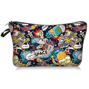 Imagem de Bolsa de maquiagem feminina para viagem impermeável necessaire adorável bolsa organizadora de cosméticos acessórios (espaço)