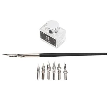 Imagem de Caneta de caligrafia, caneta de mergulho terno caneta de mergulho vintage tinta de escrita para idosos para professores(SP124 prata prateada)