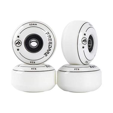 Imagem de Rodas de skate FREEDARE 52 mm e rolamentos, espaçadores instalados 90A rodas (branco, pacote com 4)