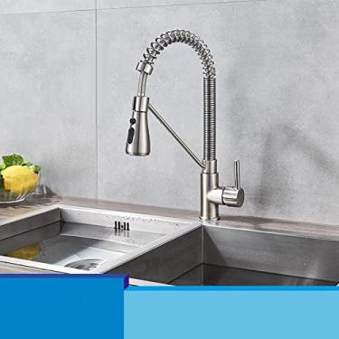 Imagem de Torneira de pia de cozinha preto níquel cromado misturador de guindaste de montagem de convés 360 graus rotação spray modo de fluxo pausa, níquel B, China