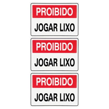 Imagem de Combo 3 Placas De Sinalização Proibido Jogar Lixo 30x20 Acesso - P-10 F9e