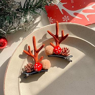 Imagem de KELATI Grampos de cabelo de natal, acessórios de cone de pinho do papai noel grampos de cabelo de natal de rena fofa acessórios de cabelo, acessórios de cabelo de natal para mulheres meninas-G