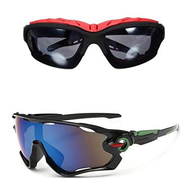 Imagem de Óculos Ciclismo Corrida Preto Proteção Uv Kit 2 Unidades