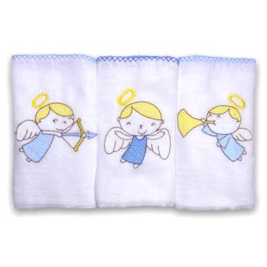 Imagem de Kit Enxoval com 3 Fraldas De Pano (Anjo Azul)