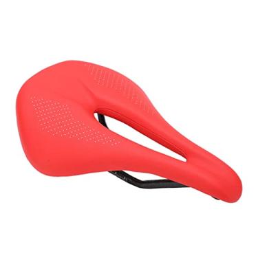 Imagem de Almofada de couro macia de fibra de carbono, selim oco confortável de alta densidade para bicicleta de estrada para bicicleta para canotes de selim duplos (vermelho)