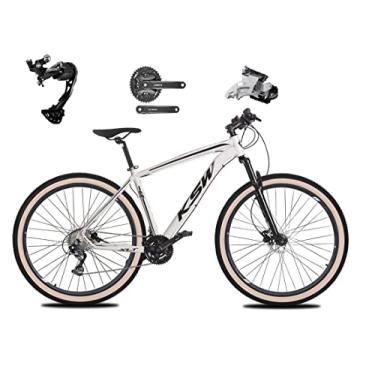Imagem de Bicicleta Aro 29 Ksw Xlt Alumínio Câmbio Traseiro Shimano Alívio e Altus 27v Freio Hidráulico Garfo Com Trava Pneu com Faixa Bege (15, Branco)