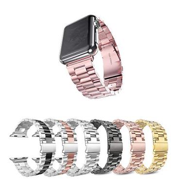 Imagem de Pulseira Metal 3 Elos LTIMPORTS, compativel com Apple Watch 42mm Series 11/10, 41mm Series 9/8/7, 40mm Series 6/5/4/SE e Apple Watch 38mm Series 3/2/1 (Rose Pink)