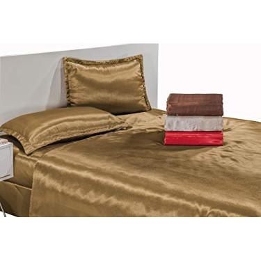 Imagem de Jogo De Lençol Madri Casal King Size 03 Peças, Mellindre, Tecido: Cetim 100% Poliéster., Dourado king, Sofisticata 2018-2217