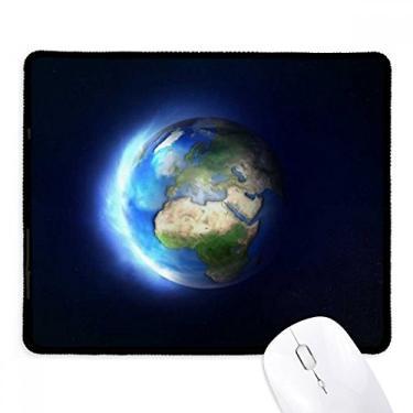 Imagem de Mousepad azul branco planeta Terra borda costurada tapete de borracha para jogos
