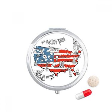 Imagem de Porta-comprimidos, bolso com ilustração de palavras Liberdade Mapa dos EUA, caixa de armazenamento de medicamentos